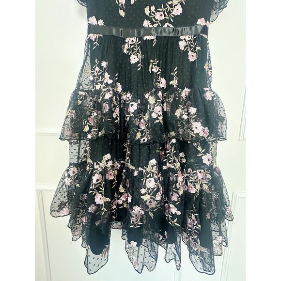 Rachel Parcell Black and Pink Floral Tiered Ruffle Dress Size S - Picture 5 of 10